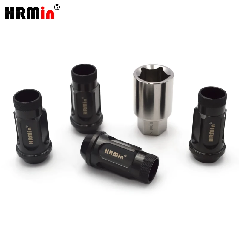 

HRMin Knurling Gr.5 titanium cone seat anti-theft titanium lug nuts wheel nuts M14*1.5*48mm for VW ,AUDI,Tesla, Cherokee Racing