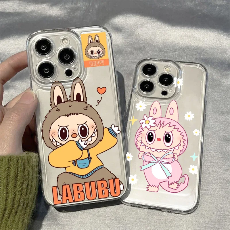 New Cute Cartoon Labubu For Realme10 9 C30 53 63 Narzo50 Find X5 Reno12 11 10 8 7 6 Pro Plus Transparent Space Phone Case Funda