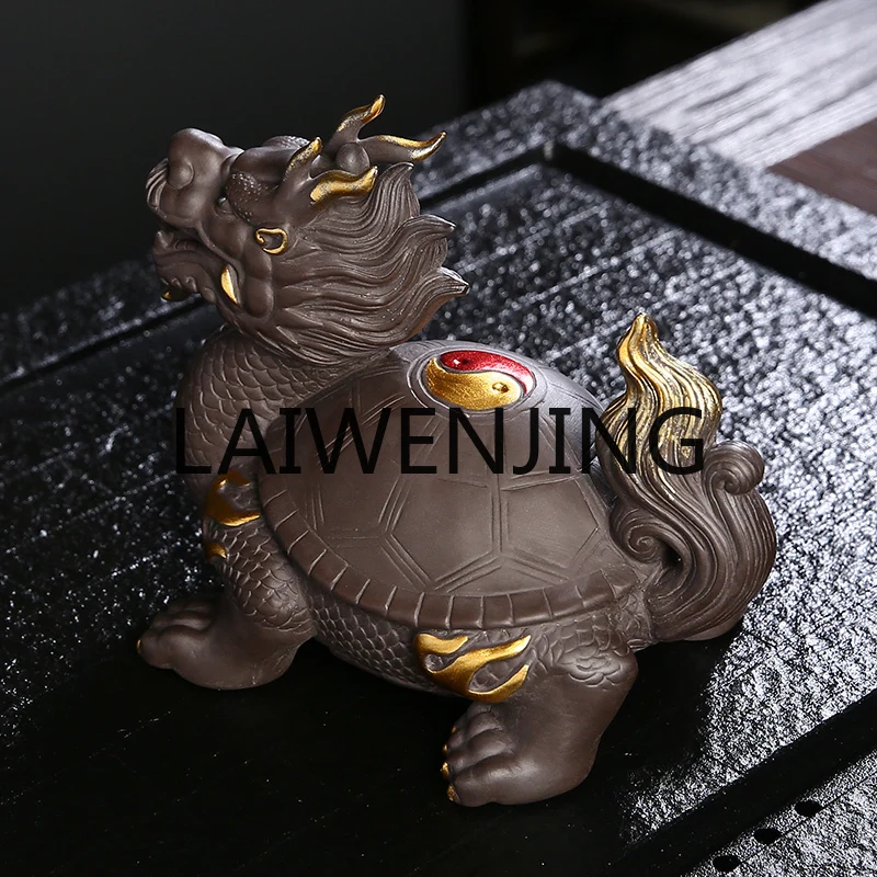 Purple Sand Dragon Turtle Tea Ornaments Decoration Boutique Supportable High-Grade God Beast Tea Table Zen Ornament