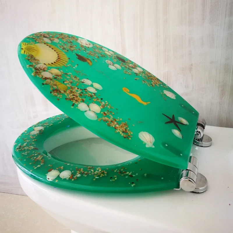 

Resin Toilet Lid Blue Green OUV Stainless Steel Slow Drop Quick Break Hinges Old Universal Hotel B&B Color Shell