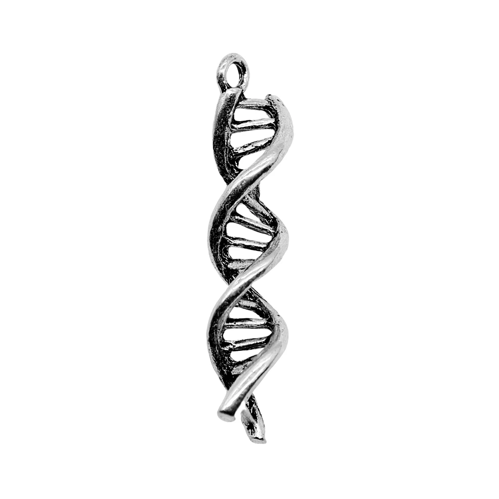 4pcs/lot 9x41mm Dna Charms For Jewelry Making Antique Silver Color 0.35x1.61inch