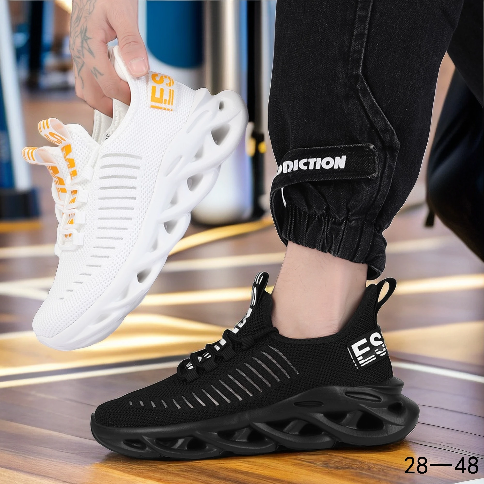 New students wear-resistant sports shoes mesh surface breathable knitted children's shoes men fly woven shoes true blade sole