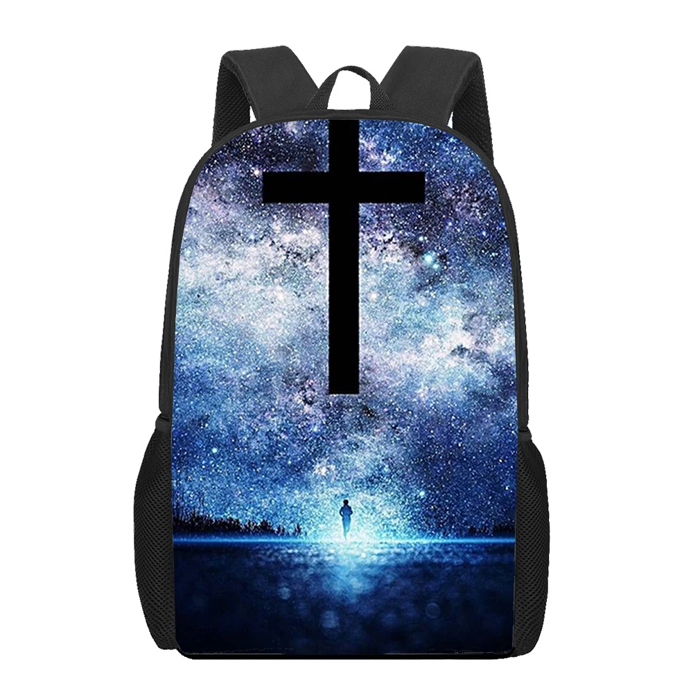 Cross Rose 3D Print School Bag for Teenage Primary Girls Boys Jesus Christian Women Men Backpack Large Capacity Kids Bookbags