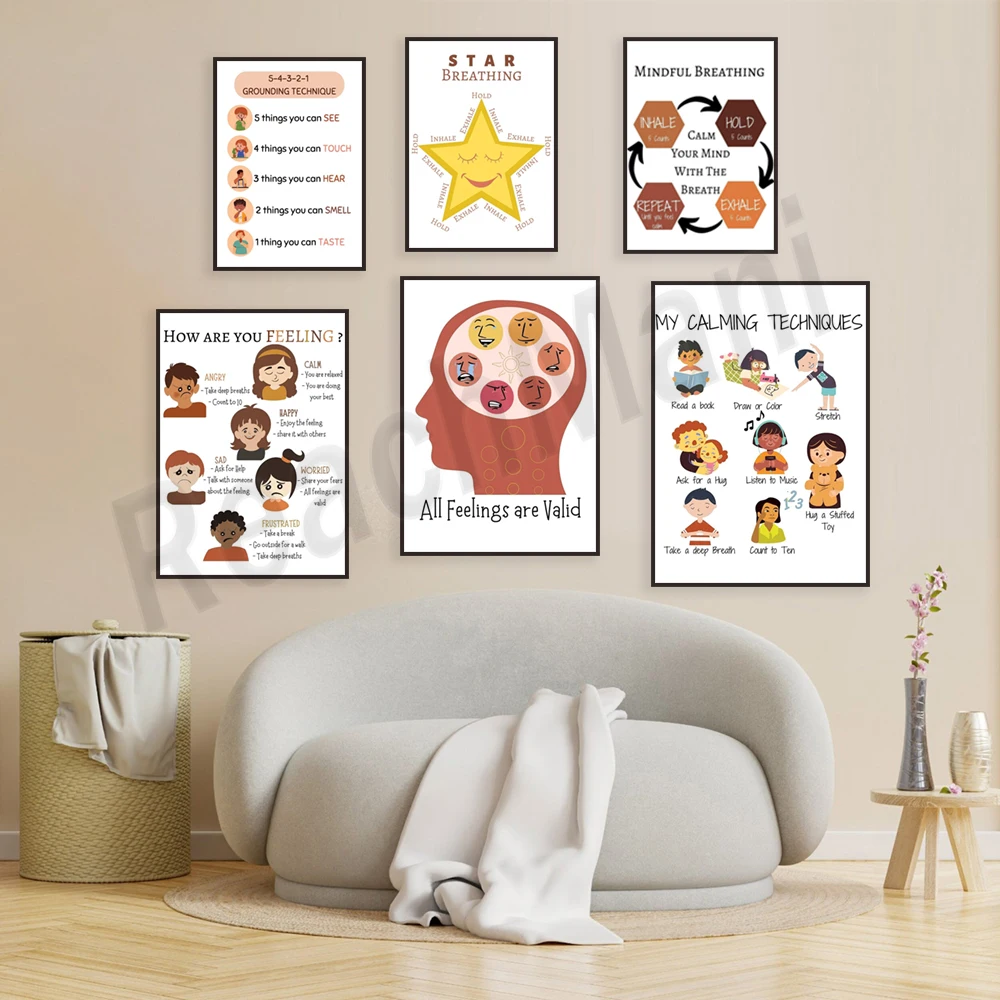 Calm corner strategy poster, calming techniques, calming zone, coping skills kindergarten Montessori classroom art decoration