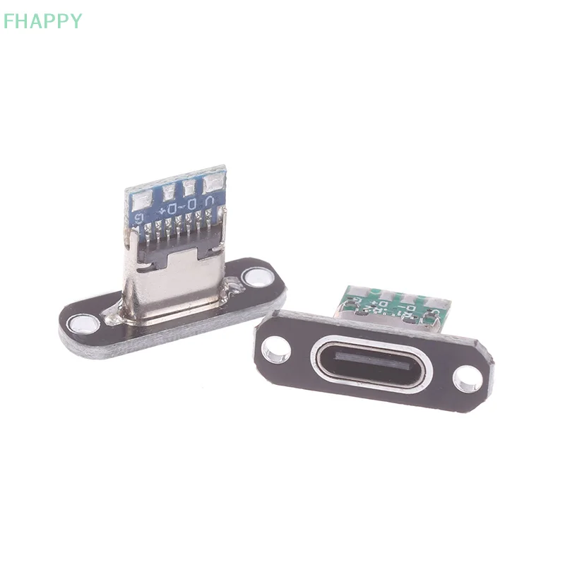 5Pcs USB 3.1 Type C Socket With Screw Fixing Plate Type-C USB Jack 3.1 Type-C 2Pin 4Pin Female Connector Jack Charging Port