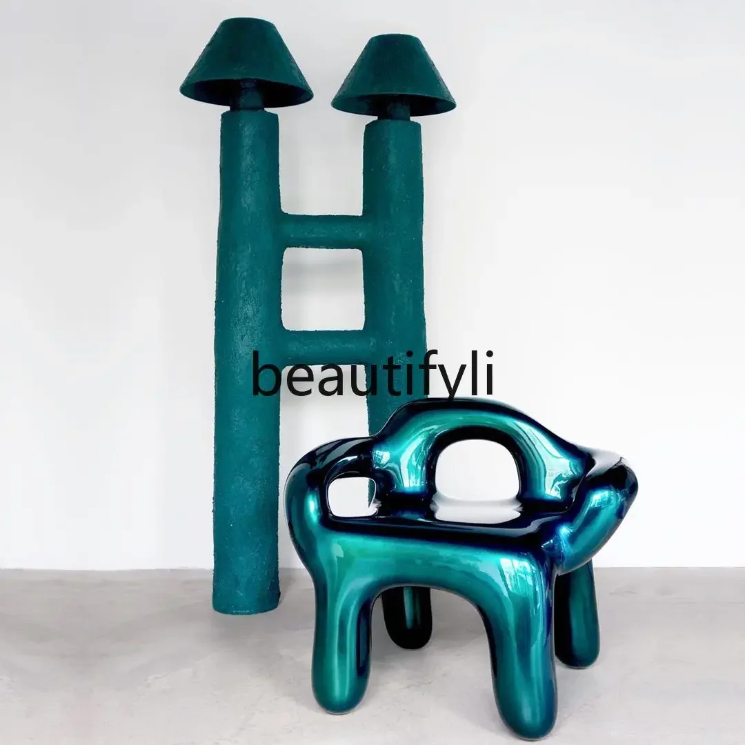 Nordic Creative Light Luxury FRP Electroplating Leisure Chair Modern Art Resin Hollow Personality Single Chair