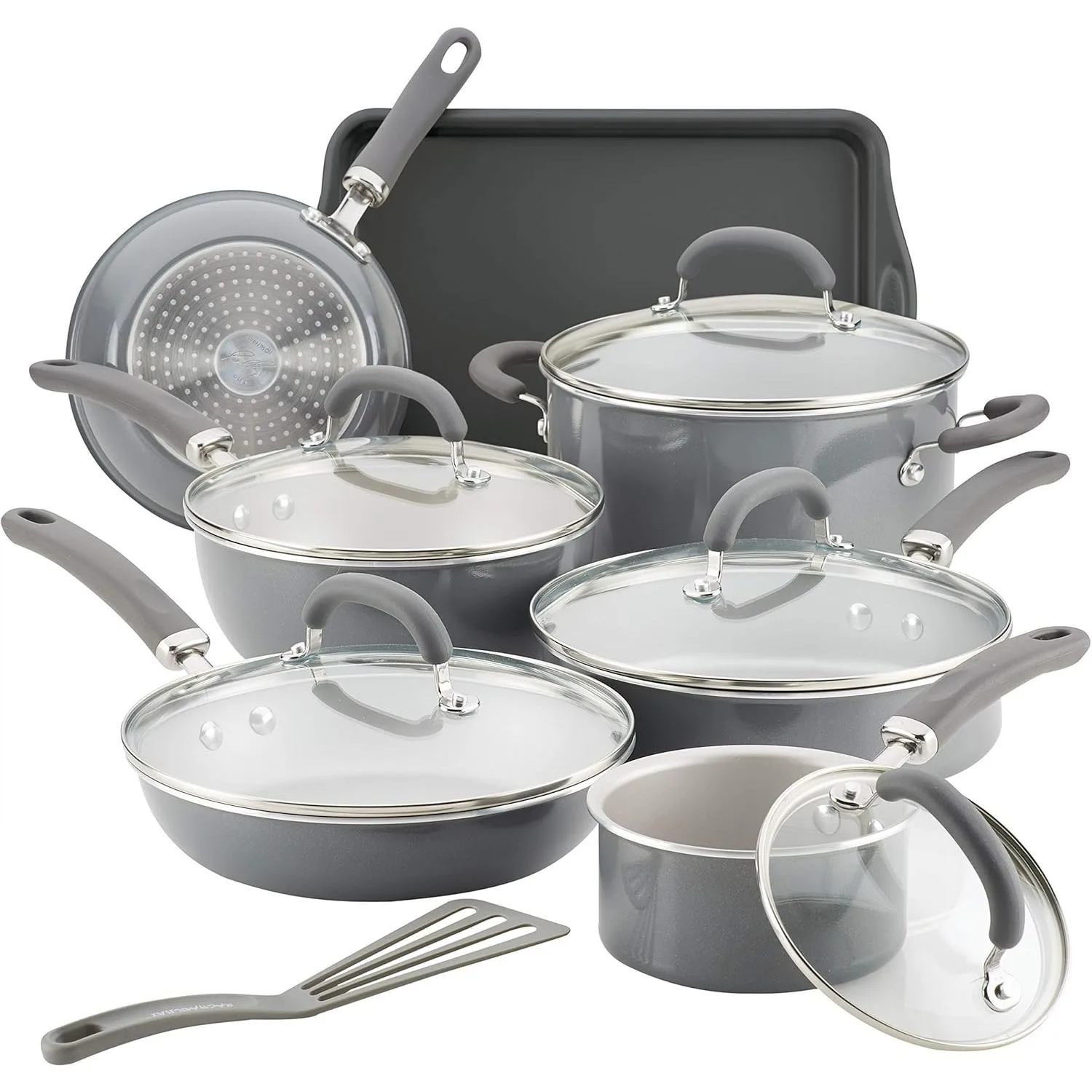 

Create Delicious Nonstick Cookware Pots and Pans Set, 13 Piece, Gray Shimmer