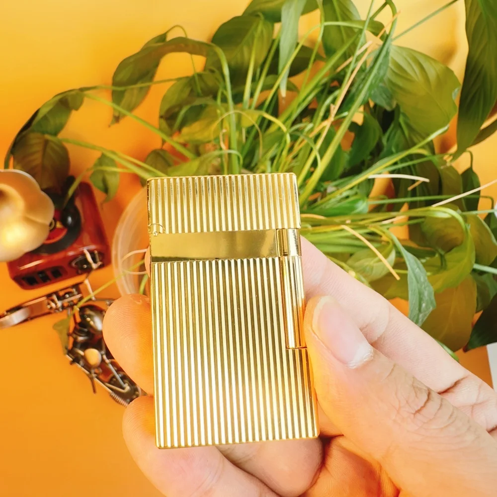 

Зажигалка из чистой меди люксового бренда, громкий звук, подарок для мужчин, стиль вертикального узора, многоразовая, бесплатные расходные материалы