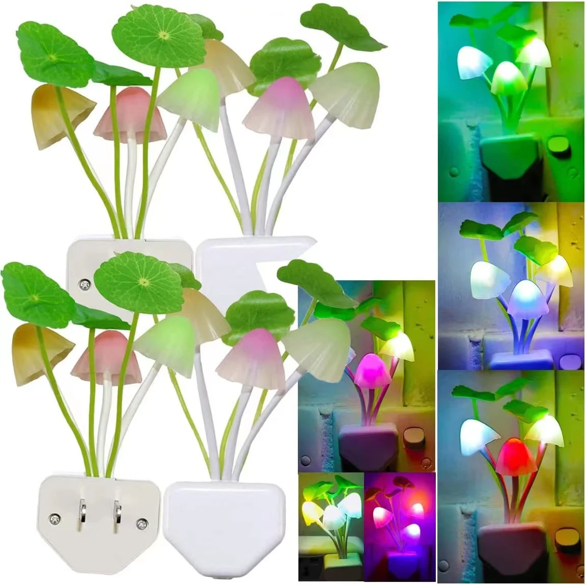 LEZOE 2 Pcs lampada luce notturna sensore automatico luci a LED 7 luci notturne carine a colori per campeggio giardino camera da letto bagno decorativo per la casa