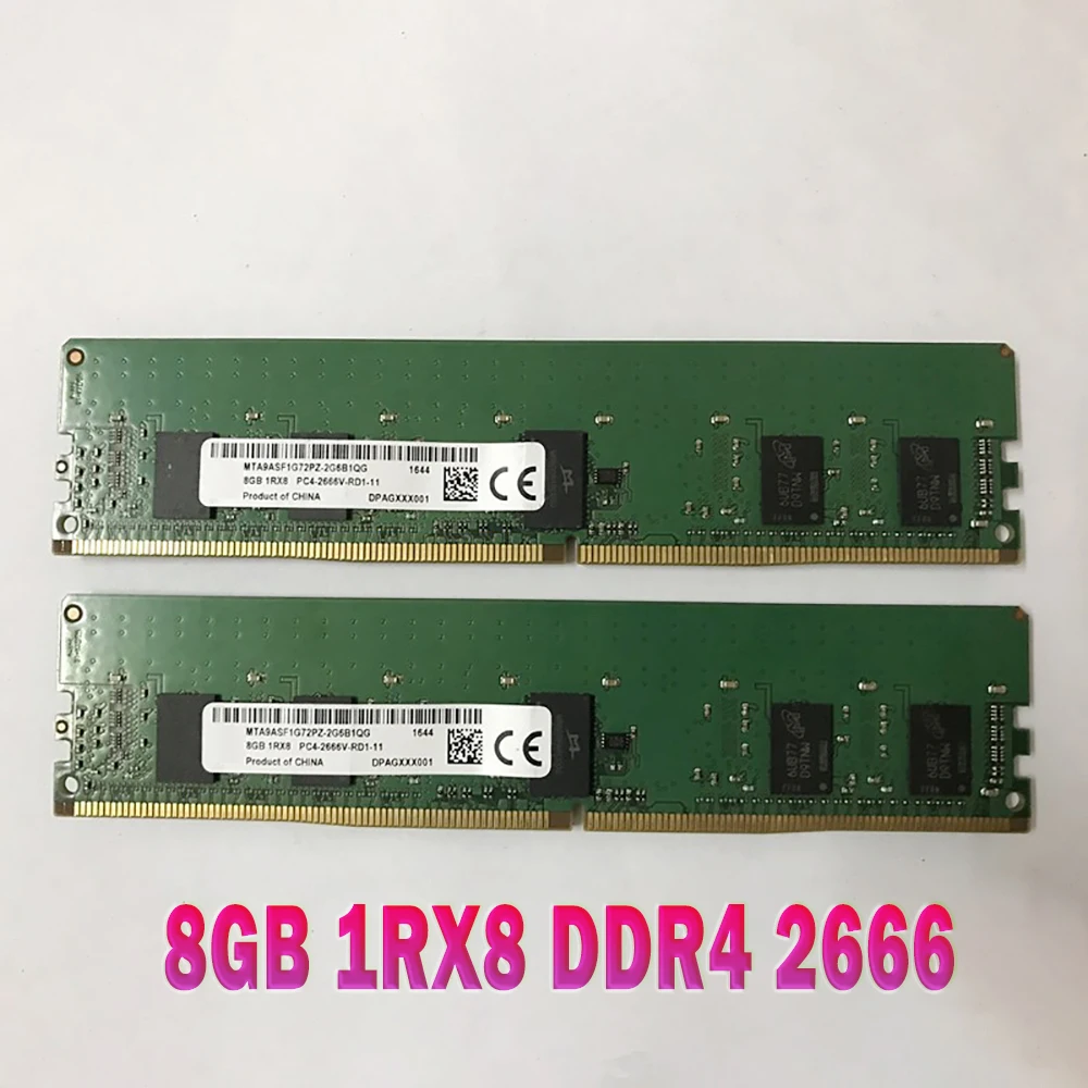 1 Uds 8G PC4-2666V-RD1-11 RDIMM para memoria de servidor MT MTA9ASF1G72PZ-2G6D 8GB 1RX8 DDR4 2666