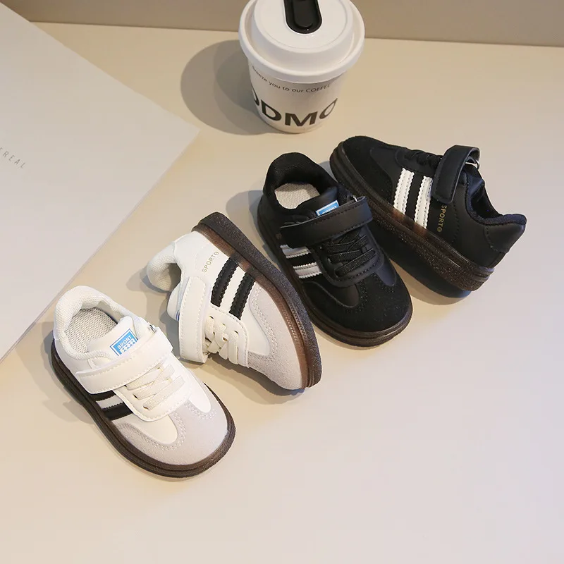 Children's Soft Bottom Sports Shoes Casual Dequan Shoes Spring Autumn New Style Girl's Leisure Shoes Boy's White Board