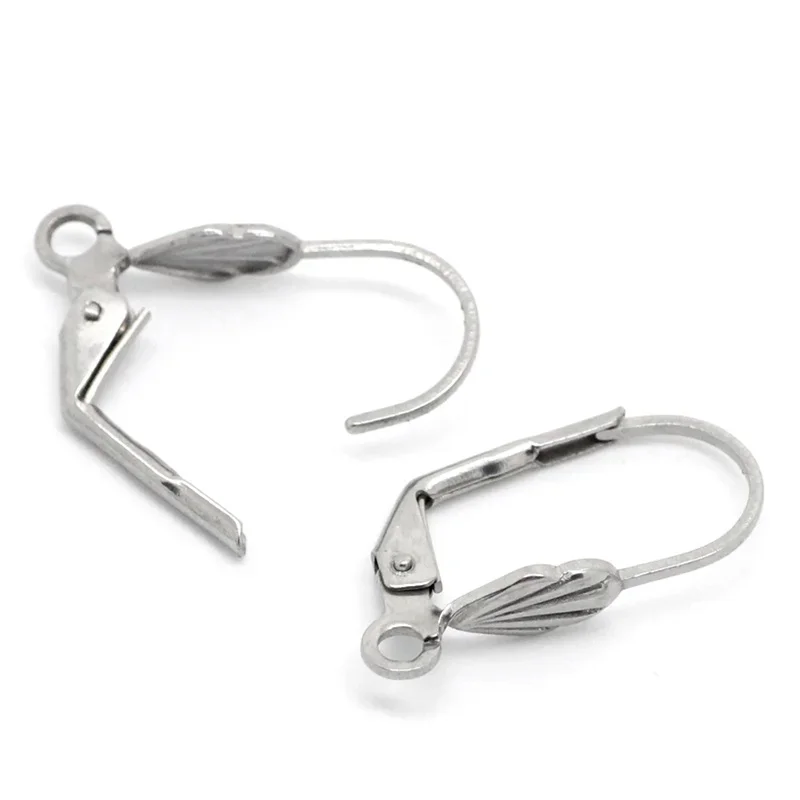 100Pcs Silver Tone Stainless Steel Earrings Wire Jewelry Making Charms 19x10mm