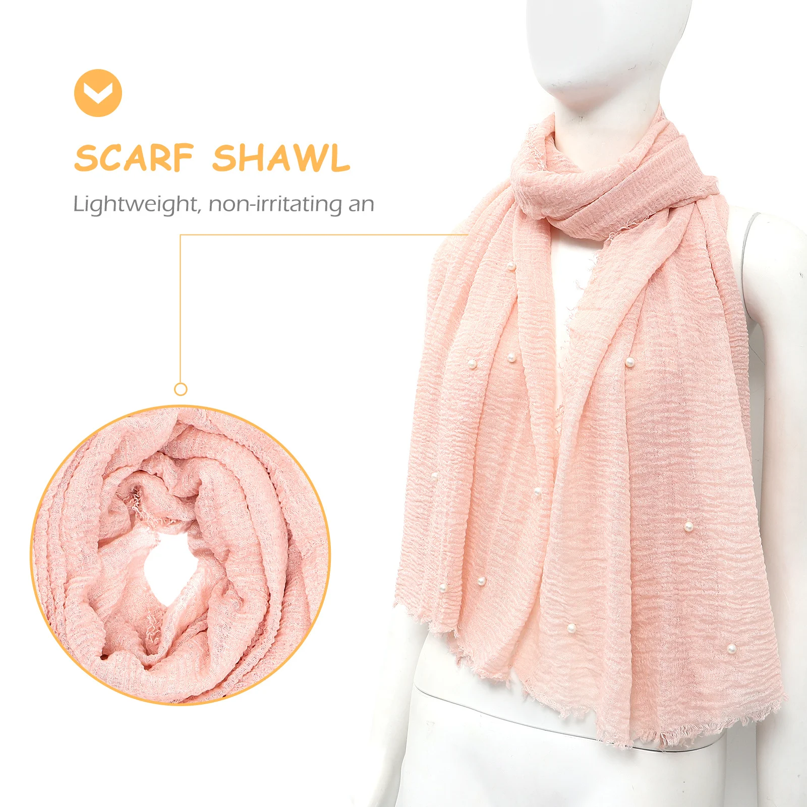 

1pc Pearl Turban Shawl Chic Scarf Cotton Grace Versatile Head Wrap Decorative Quick Drying Ladies Pearl Embellished Comfortable