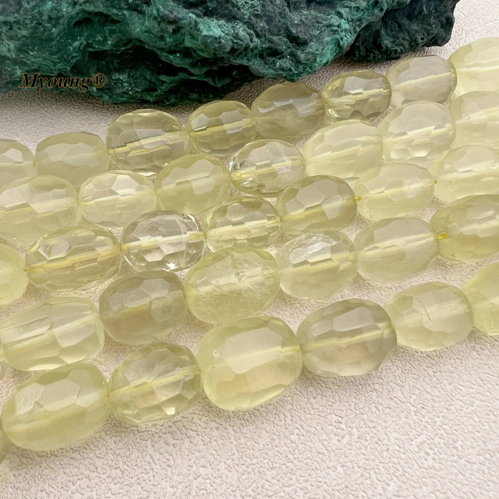 Large Faceted Natural Lemon Quartz Crystal Cutting Nugget Beads For DIY Jewelry Making MY230972