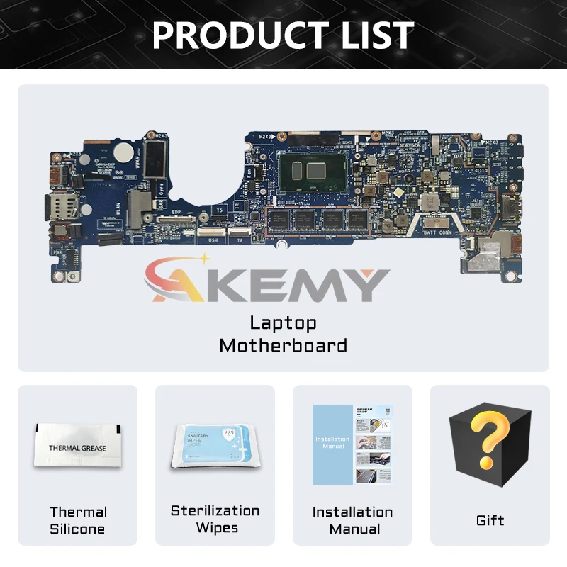 Imagem -06 - Akemy La-e111p Placa-mãe para Laptop Dell Latitude 5289 7389 0kjkkg 07dcrr 04t8fj Mainboard i3 i5 i7 7th Gen Cpu 4g 8g 16g Ram