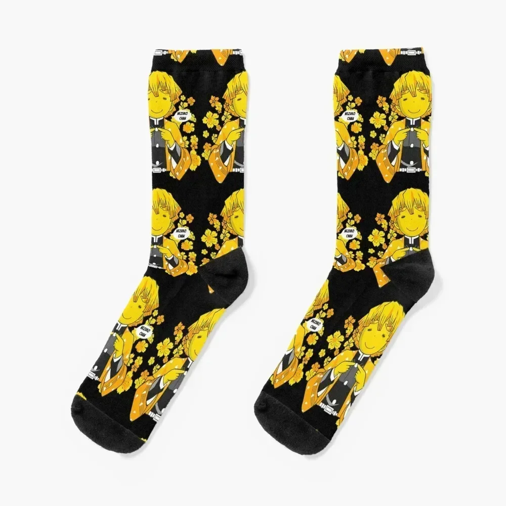 Zenitsu Kawaii - Tshirt Socks christmass gift soccer anti-slip cartoon Socks Men's Women's