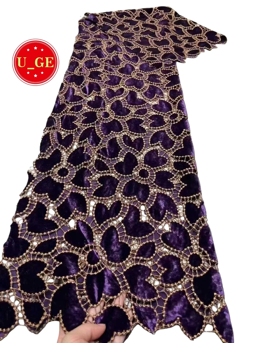Very Soft Embroidered Velvet Lace Fabric for Party Evening Dress Delicate High-Quality by Factory Offers  U_GE5198