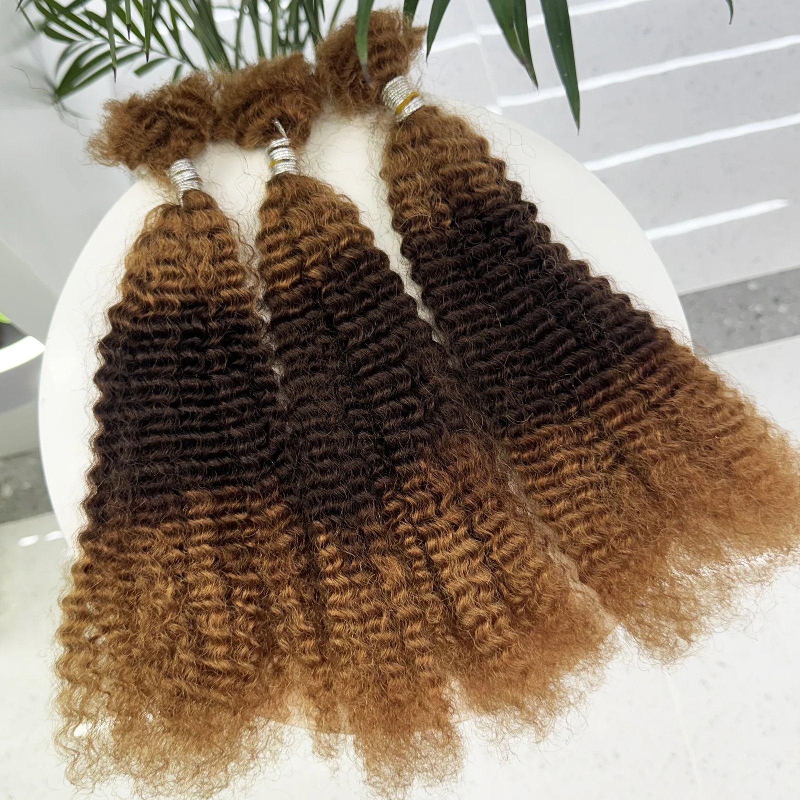 16 Zoll Afro Kinky Curly Echthaar-Bulk für Dreadlocks, Afro Kinky Bulk Echthaar zum Flechten, 30g/Packung, Färbbar – Detail 27
