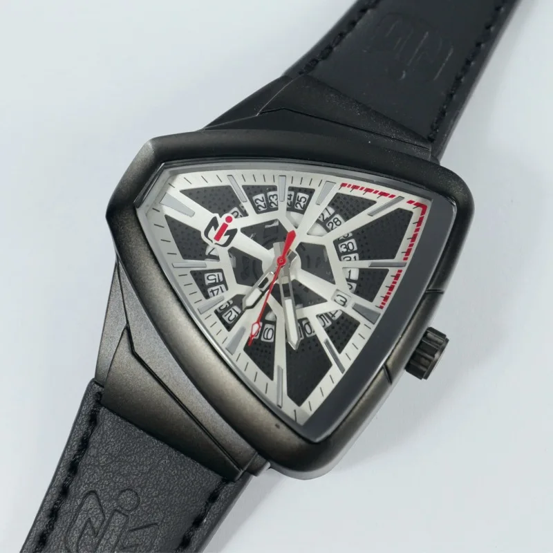 NEPIC Men Quartz Watch Hollow Triangle Dial Skeleton Gold Sliver Clock Male Luxury Business Man Reloj Leather Band Wristwatch
