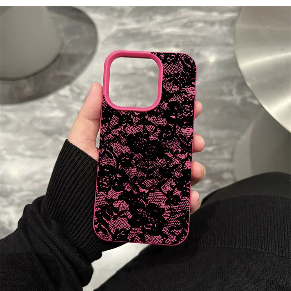 Spitzenrosen-Handyhülle für iPhone 17 16 15 14 13 12 Pro Max 16 15 14 Plus 17 16 15 14 13 12 11 Pro 17Air XR Silikon-Matt-Cover – Detail 11