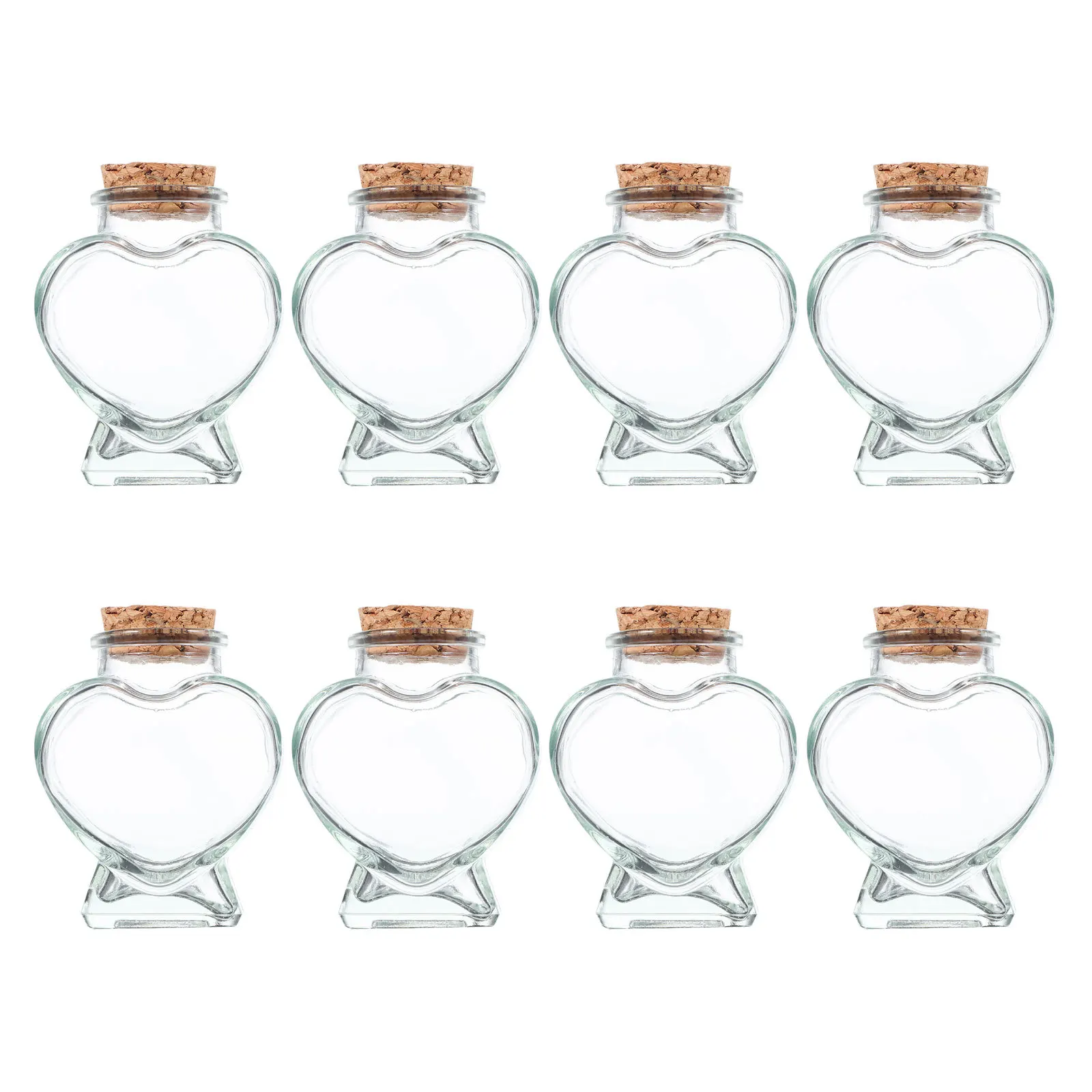 

8Pcs Decorative Candy Bottles 50Ml Heart Shaped Glass Jars Secure Cork Sealed Glass Containers for Sweets Keepsakes Messages
