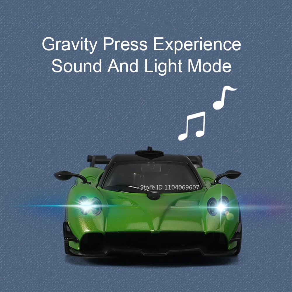 1:32 PAGANI HUAYRA R BC Model Toy Supercars Alloy Diecast Sound Light Doors Opened Pull Back Simulation Sports Cars Kids Gifts