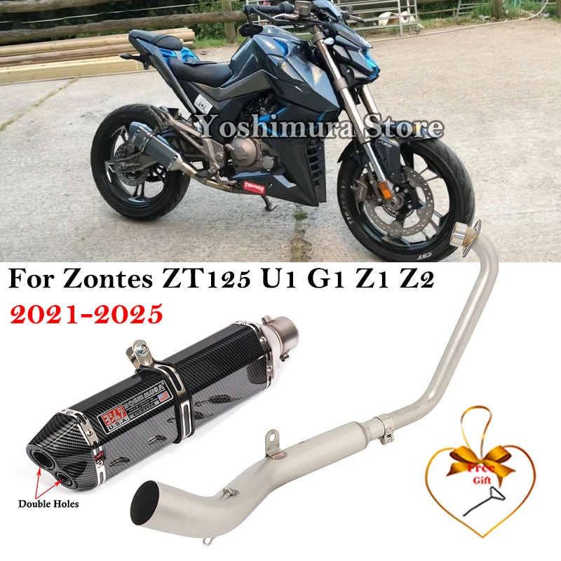 

Full System For Zontes ZT125 U1 G1 Z1 Z2 2021 - 2025 Motorcycle Exhaust Modify Front Mid Link Pipe Escape Moto Muffler DB Killer