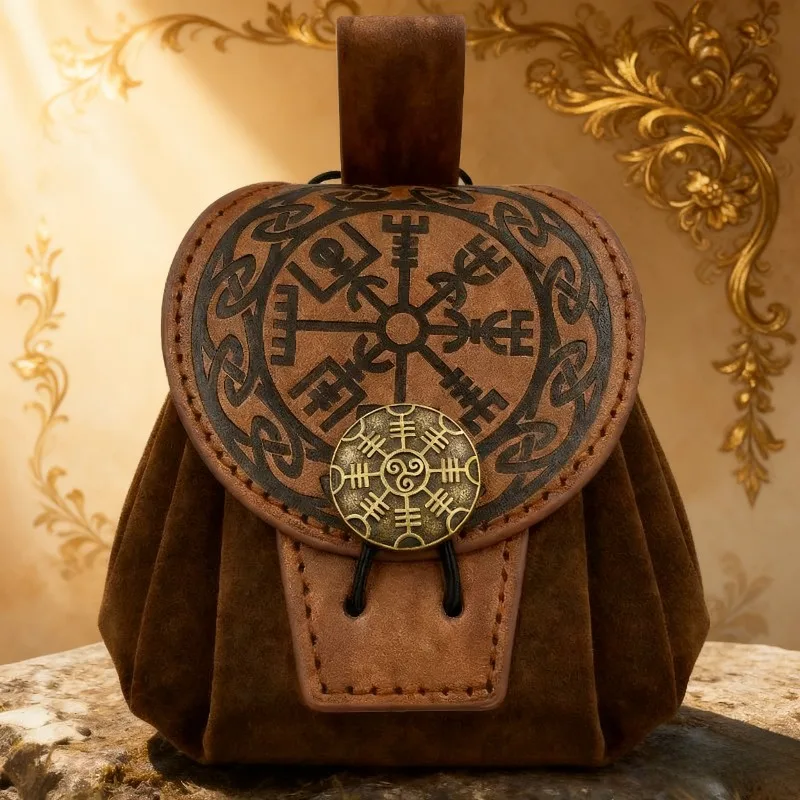 กระเป๋าวายกิ้งพร้อมแผ่นดิสก์ กระเป๋าคาดเอวสไตล์ยุคกลาง อุปกรณ์ประกอบคอสเพลย์