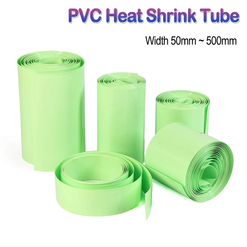 1/5m Fruit Green PVC Heat Shrink Tube Width 50mm ~ 500mm 18650 Lipo Battery Pack Insulated Cable Protection Battery Film Wrap