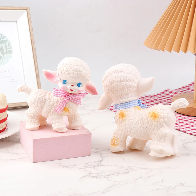 Retro Classic Plastic Sheep Doll Cute Girl Sweetheart Voice Animal Gift Model Lamb Static Desk Room Home Accessories Ornaments