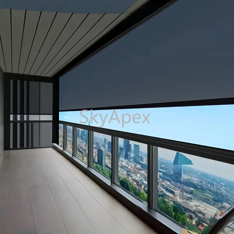 Outdoor  Manual  Custom  Made  Roller  Blinds  Sunshades for Sunrooms Gazebos Windproof Rainproof WeatherResistant SunProtective