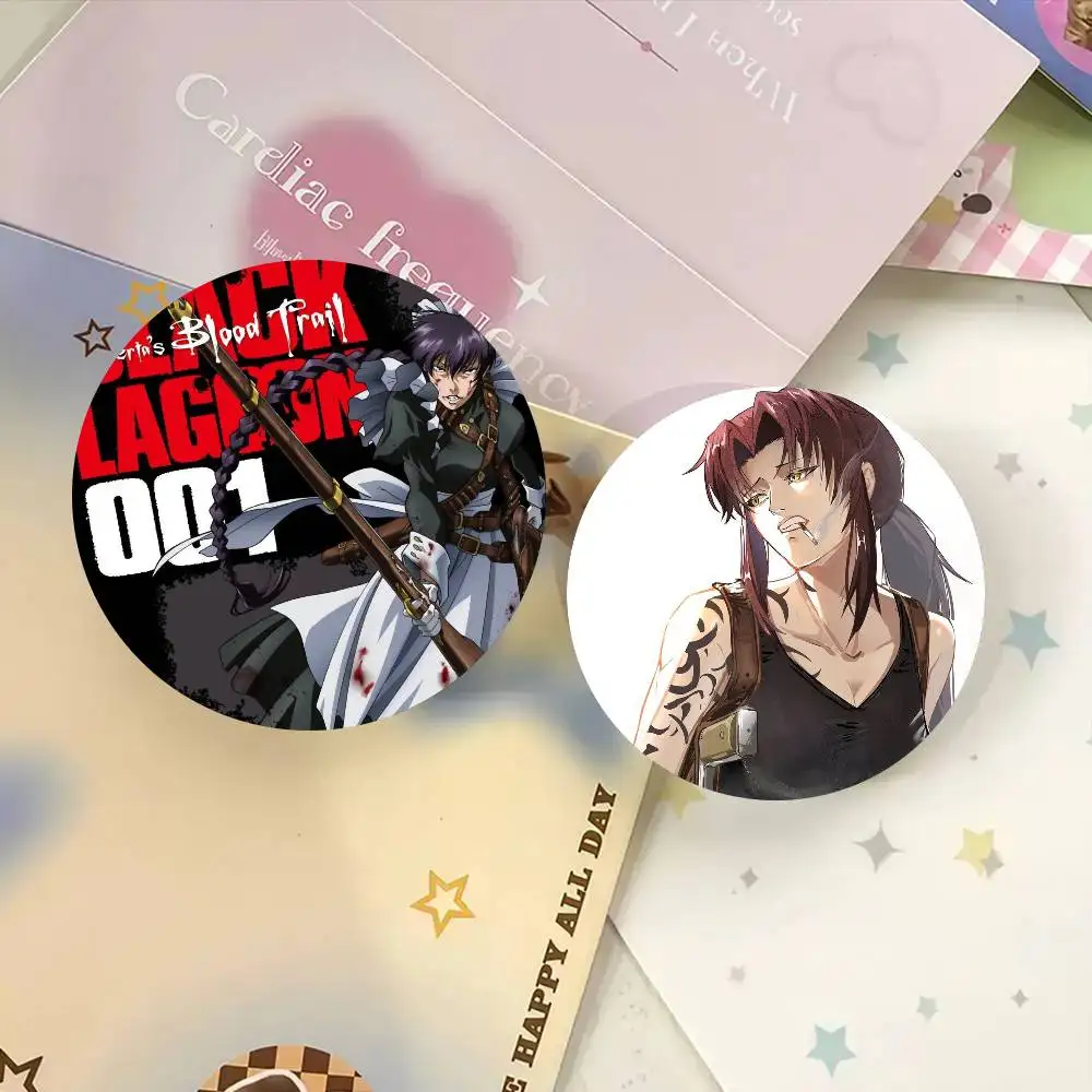 BLACK LAGOON Cartoon Anime Cartoon Style Badge Brooches On Backpack Decoration Round Enamel Pins For Accessorys
