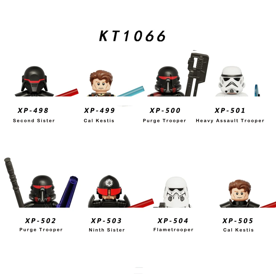 

KT1066 Building Blocks 8 pcs/set Purge Trooper Brick Second Sister Figure Cal Kestis Ninth Sister Flametrooper mini Assembly Toy
