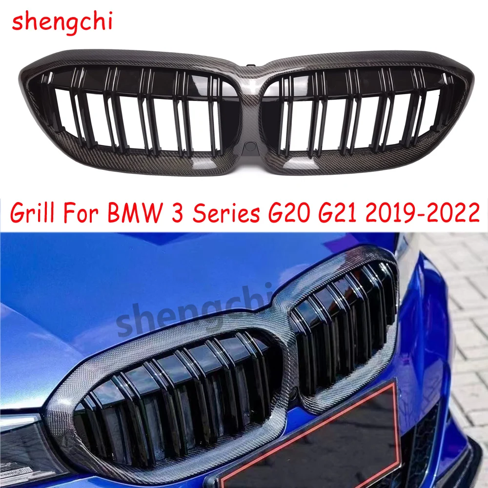 

G20 Pre-lci Real Carbon Fiber Front Bumper Grille for BMW 3 Series G20 G21 318i 320i 330i M340i Racing Grills 2019-2022