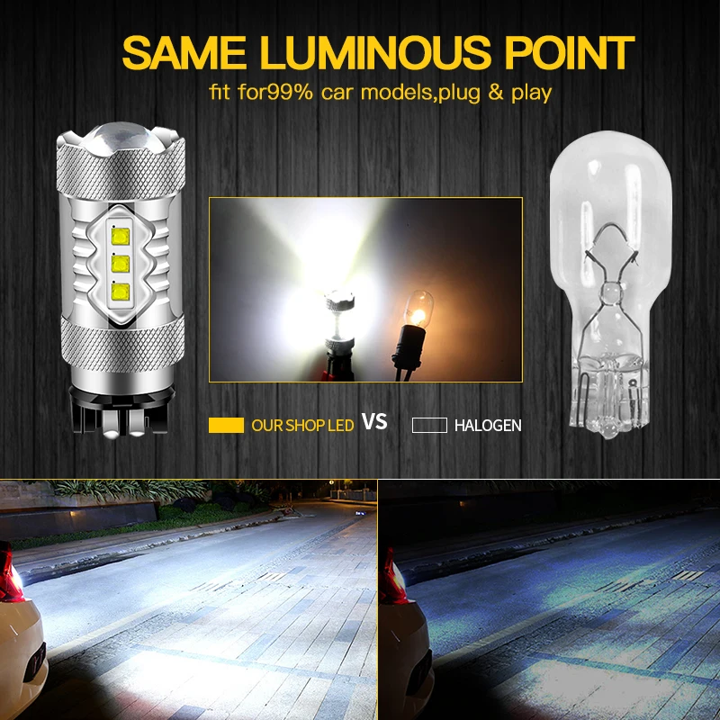 

Amber Yellow Canbus 10-SMD PW24W PWY24W LED Bulbs For Audi A3 A4 A5 Q3 VW MK7 Golf CC Ford Fusion Front Turn Signal Lights