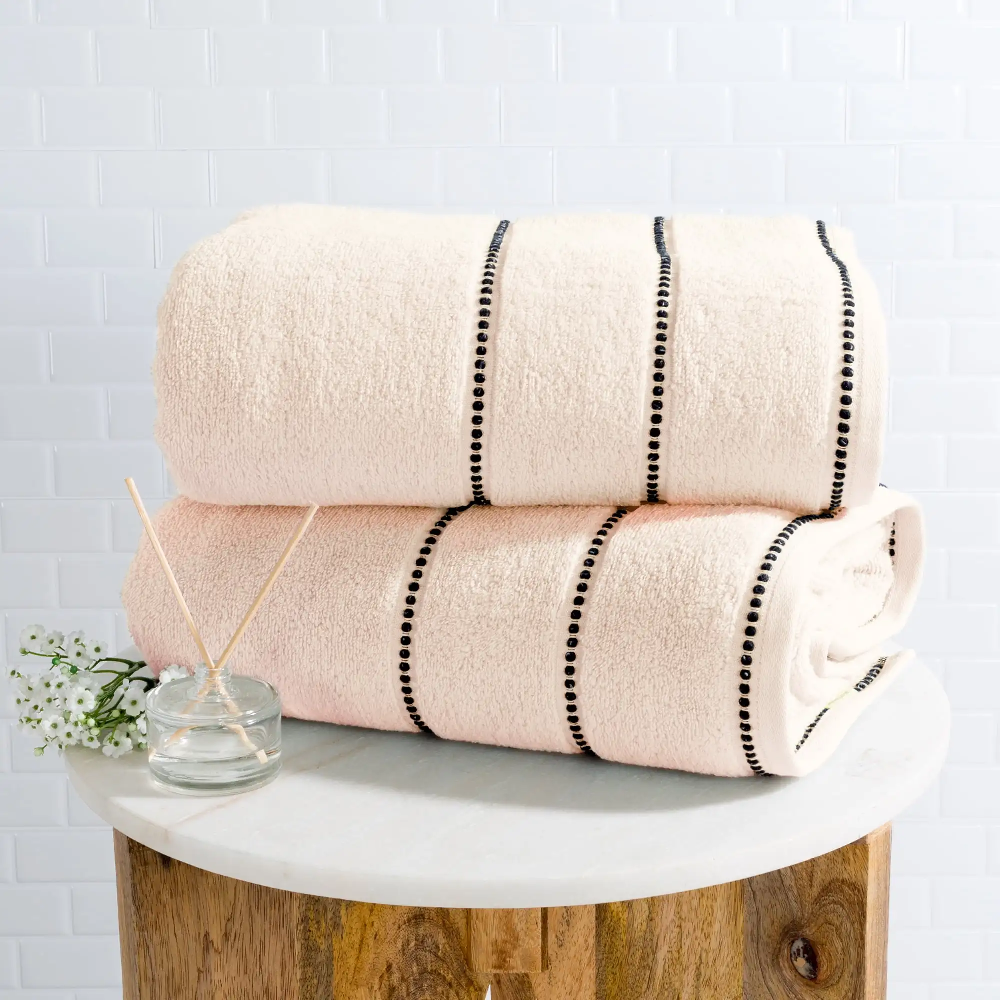 

2 Piece Quick Dry Luxury Cotton Bathroom Towels Set (Beige)
