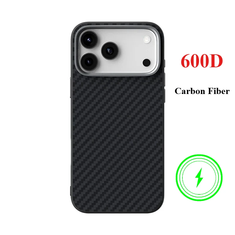 

Высококачественный бизнес-кевларовый магнитный чехол из углеродного волокна 600D для IPhone 17 Pro Max 16E 15 14 13, чехол для беспроводной зарядки камеры из сплава