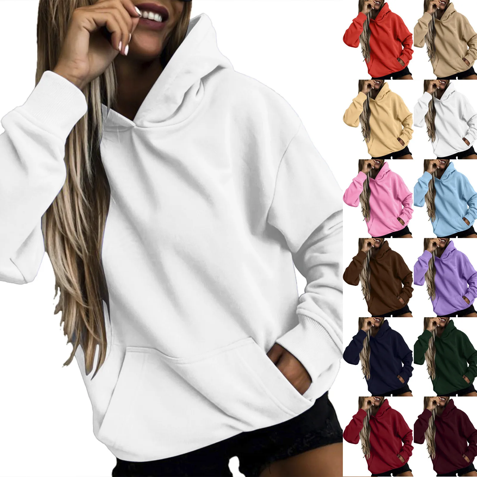 Lazy Style Pullover Crewneck Cotton Sweatshirt Hoodie Casual Womens 2024 New Harajuku Hoodie Womens Hoodies Sportswear