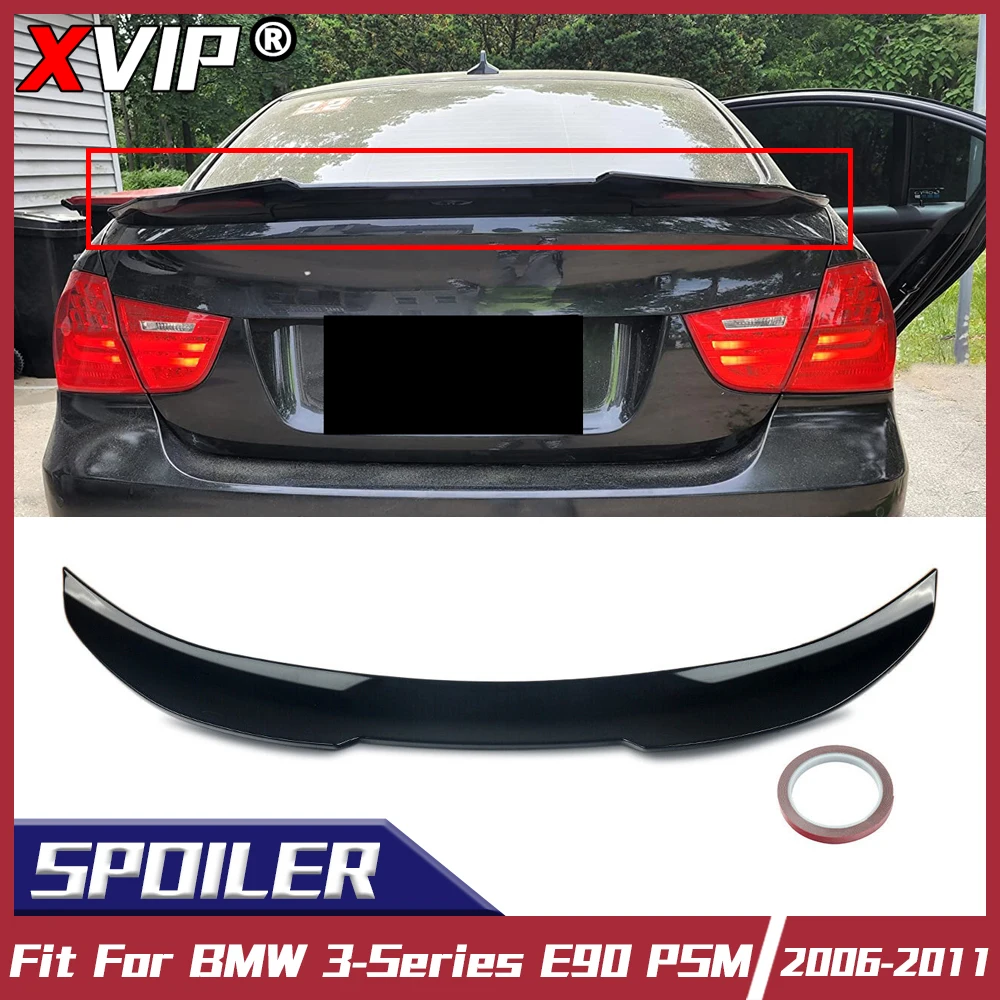 XVIP Carbon Fiber Look PSM Style Rear Trunk Spoiler For BMW 3 Series E90 2006-2011 4Dr Glossy Spoiler Wings Exterior Accessories