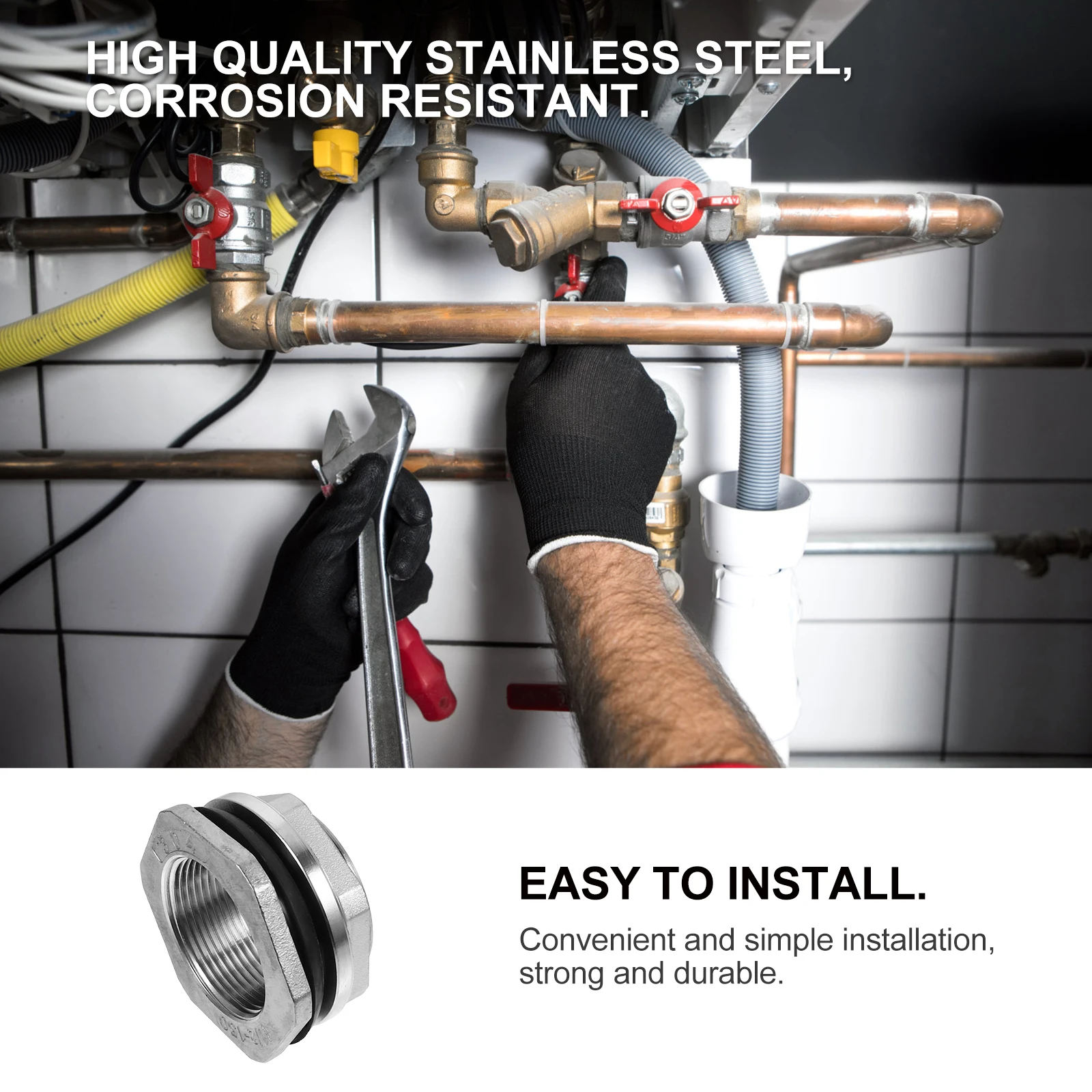 

Stainless Connectors 304 Water Fittings 6mm Threaded Accessories Practical Long Life Corrosion