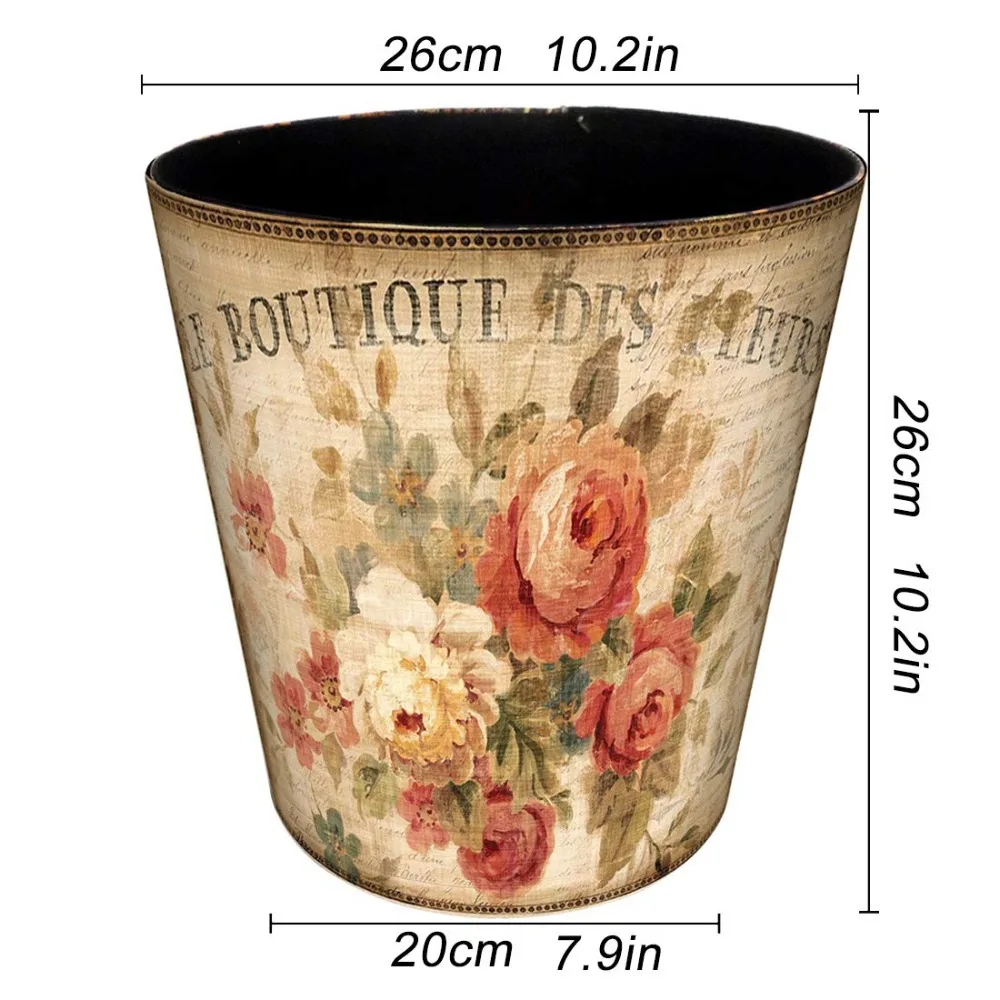 Cestino per rifiuti da 10 litri Cestino per rifiuti decorativo retrò Cestino per rifiuti in pelle PU impermeabile senza coperchio per cucina, ufficio, soggiorno,