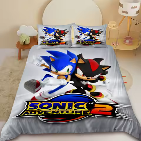 3pcs Sonic Duvet Cover Set Cartoon Bedding Set Comforter Cover for Bedroom Decor Children Best Holiday Gifts