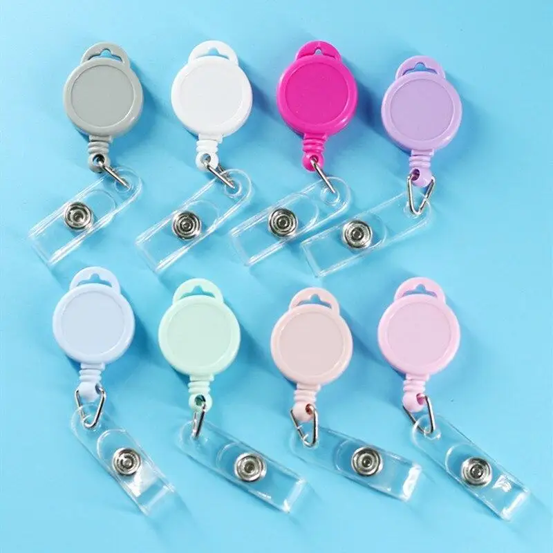 Retractable Name ID Badge Reel Easy Pull ID Tag Clip Lanyard Staff Work Pass Card Accessories Badges Clips Anti-Lost Card Reel