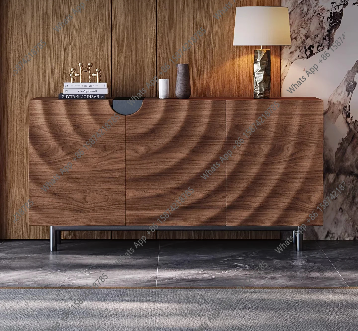 

All solid wood dining side cabinet, antique walnut partition, retro new Chinese-style villa, living room storage cabinet