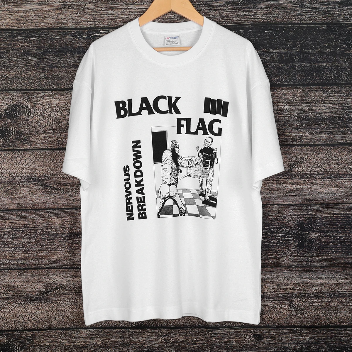 Black Flag T-Shirt Hardcore Punk SST Husker Du Bad Brains Men's Clothing Short Sleeve Print Cotton Men's Shirt