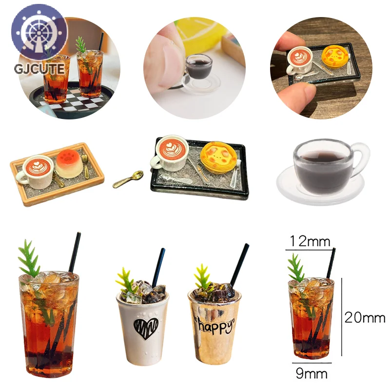 Dollhouse Miniature Cafe Toy Ornaments Model Mini Simulation Drink Iced American Latte Toys Doll House Decor Accessories