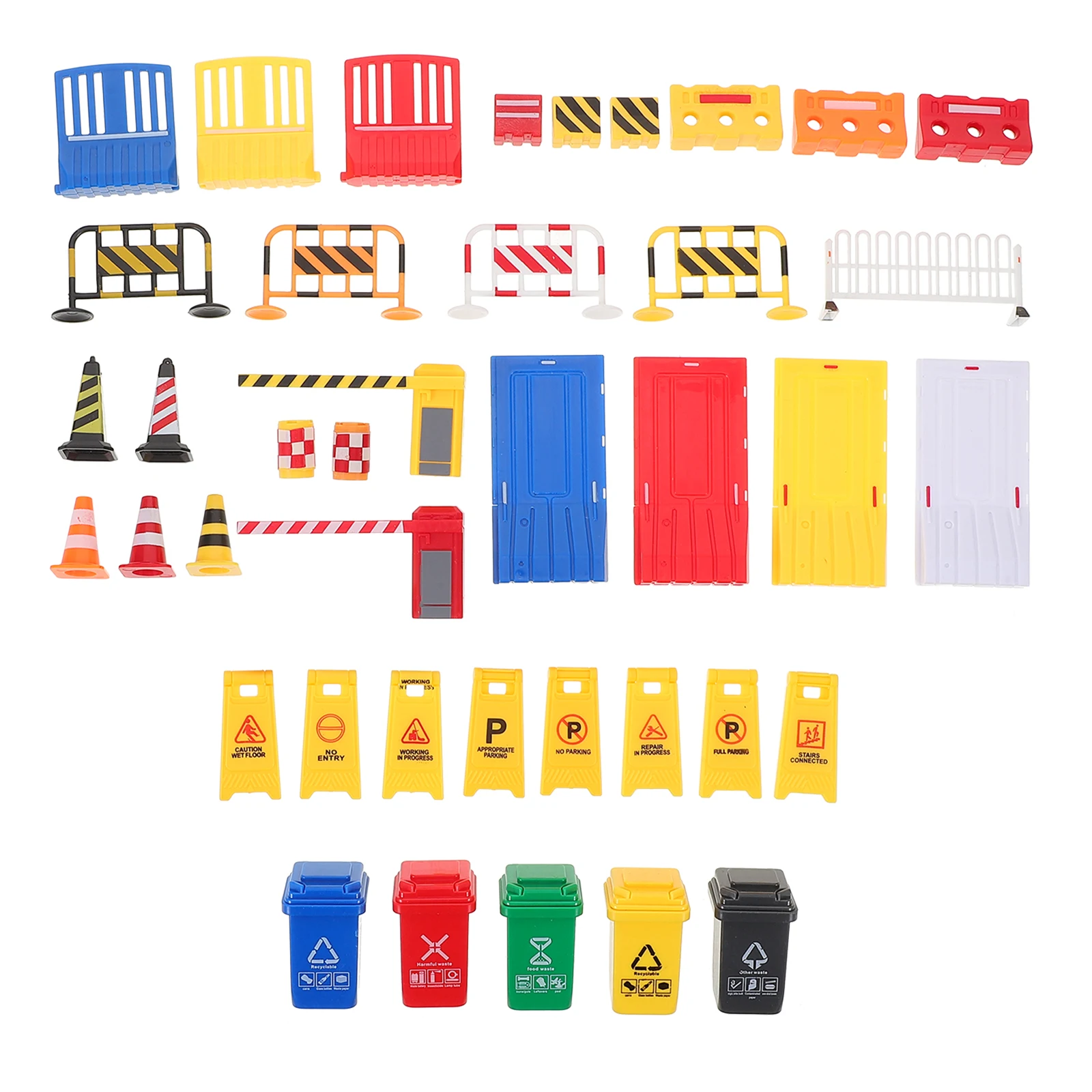 

40 Pcs Sand Table Early Education Transportation Toys Child Trash Can Abs Traffic Road Signs
