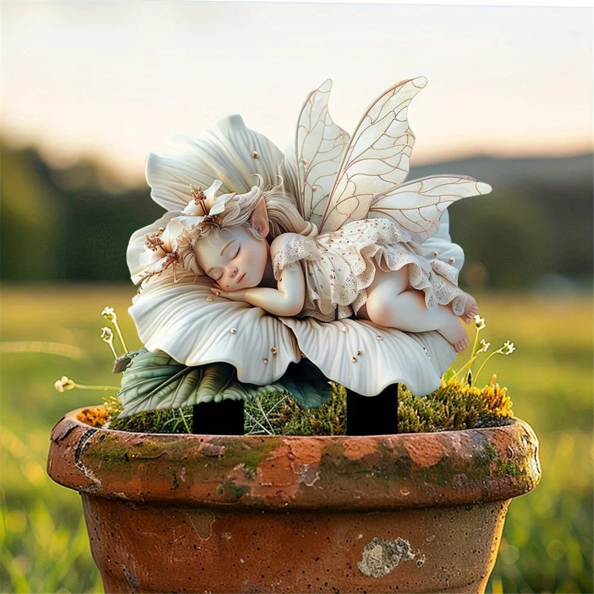 A71P الأبيض لوتس الجنية حديقة حصة الاكريليك اناء للزهور الديكور ضوء الشمس الماسك والحديقة المناظر الطبيعية الفن