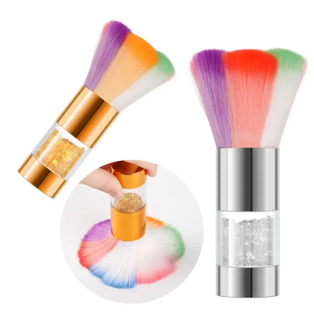 Rainbow Nail Art Dust Brush Soft Glitter Powder Remover Makeup Brushes Acrylic UV Gel Polish Powder Cleaning Tool Manicure Tools