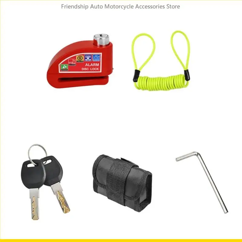 

1 Set Alarm Disc Lock Motorcycle Disc Brake Lock Anti-Theft with Keys Lanyard Carry Pouch for DIY Motorcycles Bike